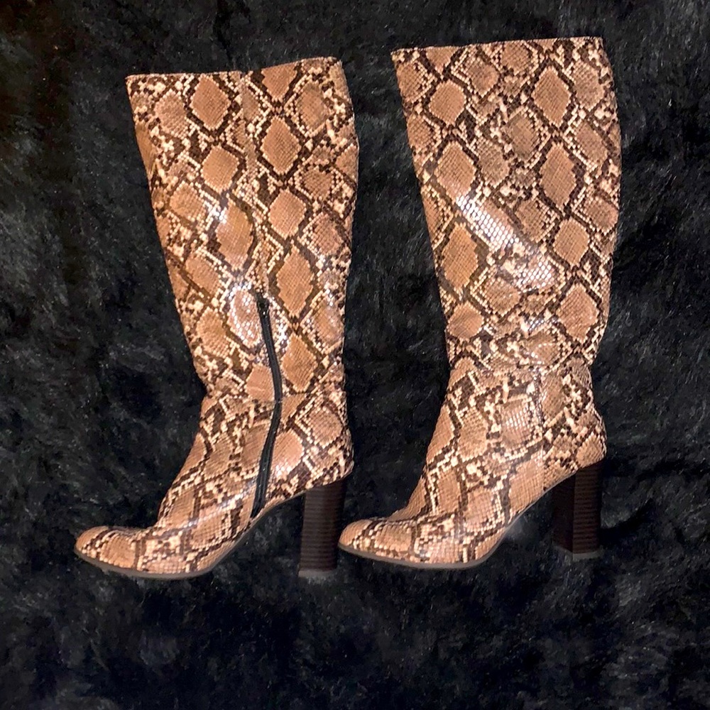 Snake Print Knee High Boots 🐍